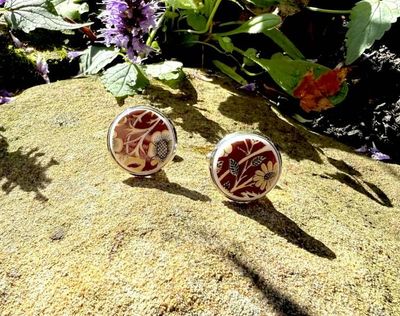 Alternate image for Cufflinks from vintage broken plates upcycled porcelain/ china recycled broken plates/cups unique accessory handmade her/him Fathers Day
