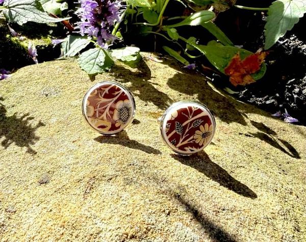 Alternate image for Cufflinks from vintage broken plates upcycled  porcelain/ china recycled  broken plates/cups unique accessory handmade her/him Fathers Day
