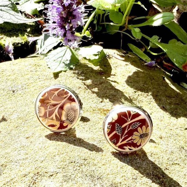 Alternate image for Cufflinks from vintage broken plates upcycled  porcelain/ china recycled  broken plates/cups unique accessory handmade her/him Fathers Day