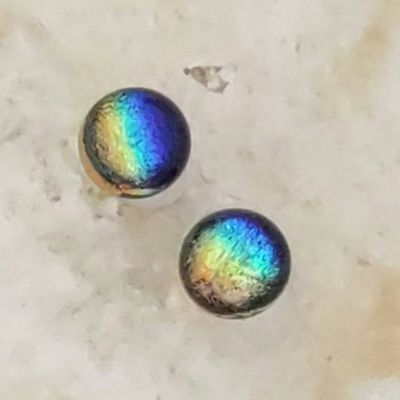 Alternate image for Rainbow Dichroic Fused Glass Post Earring