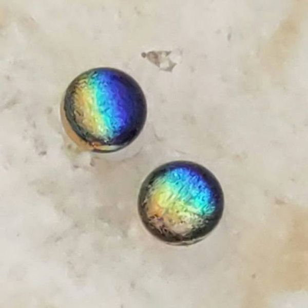 Alternate image for Rainbow Dichroic Fused Glass Post Earring