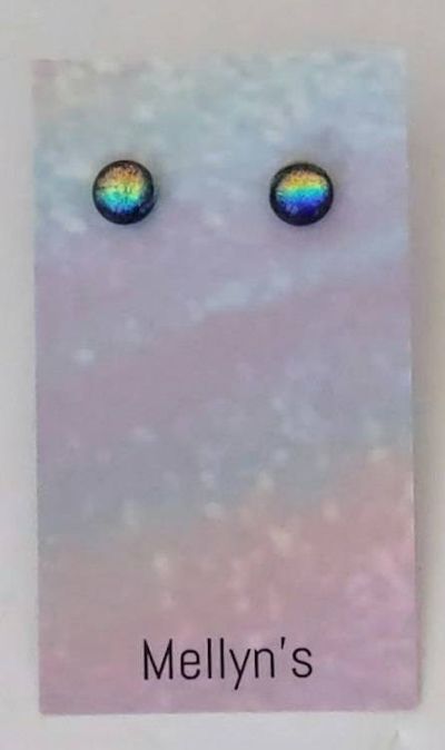 Alternate image for Rainbow Dichroic Fused Glass Post Earring