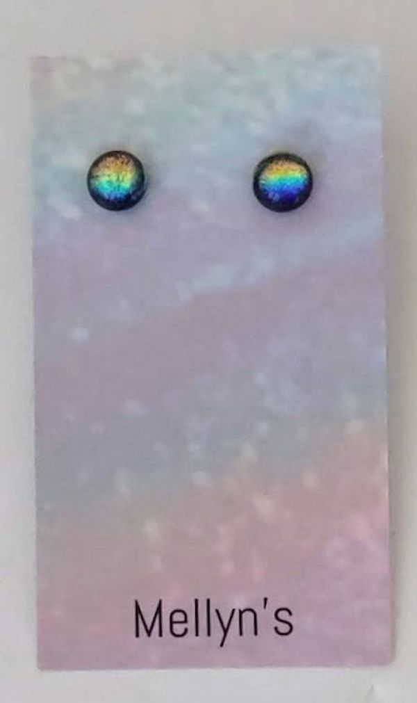 Alternate image for Rainbow Dichroic Fused Glass Post Earring