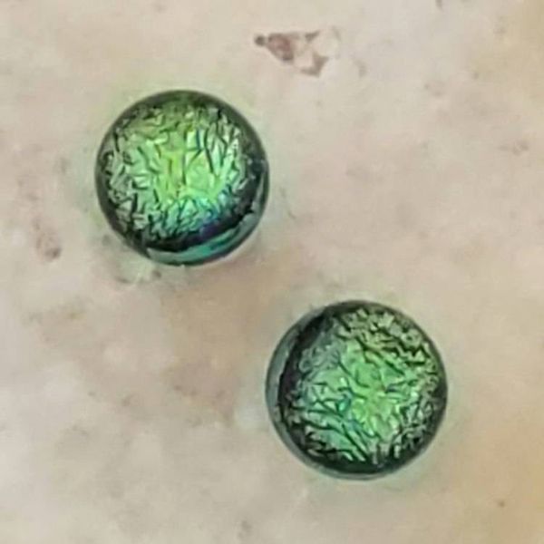 Alternate image for Green Dichroic Fused Glass Post Earring