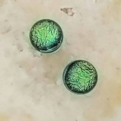 Alternate image for Green Dichroic Fused Glass Post Earring