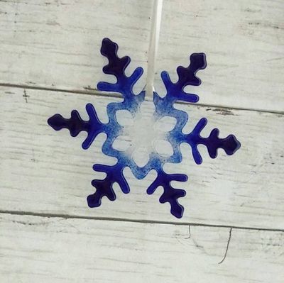 Primary image for Fused Glass Snowflake Christmas Tree Ornament with Year Charm