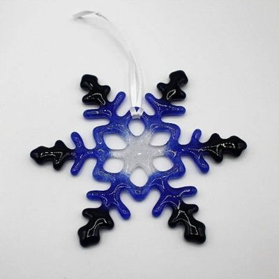 Alternate image for Fused Glass Snowflake Christmas Tree Ornament with Year Charm