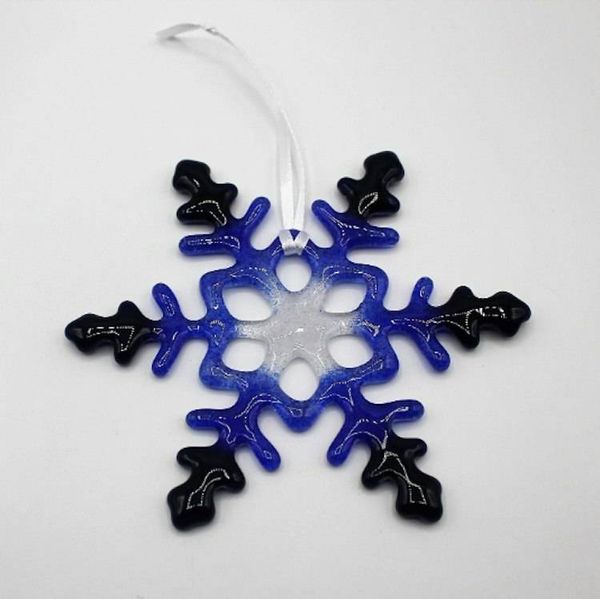 Alternate image for Fused Glass Snowflake Christmas Tree Ornament with Year Charm