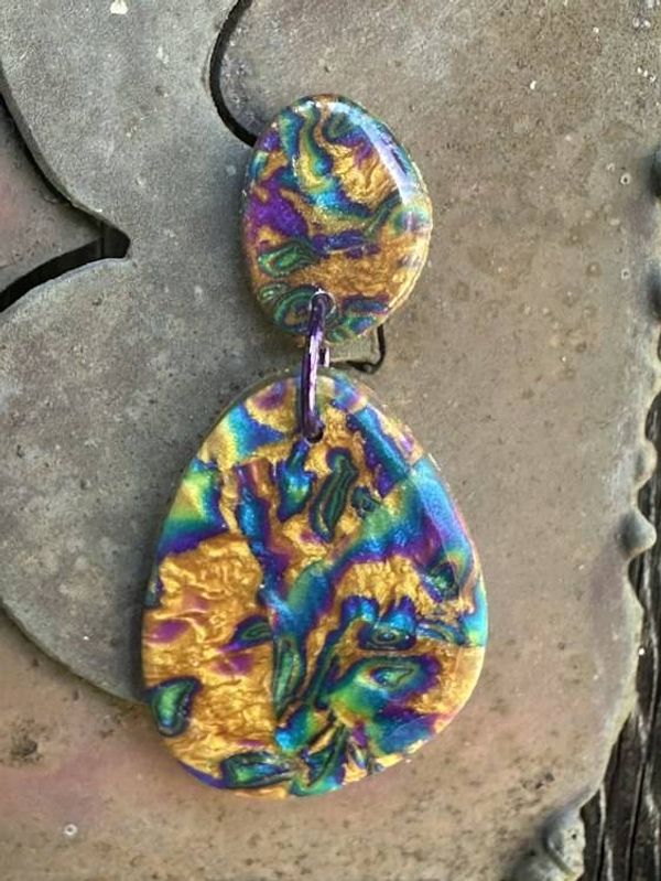 Alternate image for Liquid Metal Series Polymer Clay Earrings