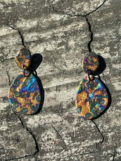 Alternate image for Liquid Metal Series Polymer Clay Earrings