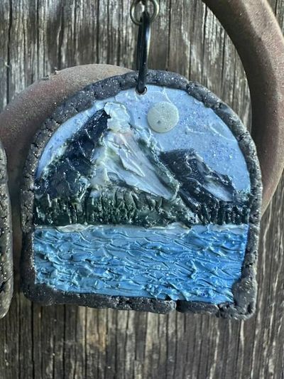 Alternate image for Polymer Clay Mountain Landscape Dangle Earrings with Snow-Capped Peaks