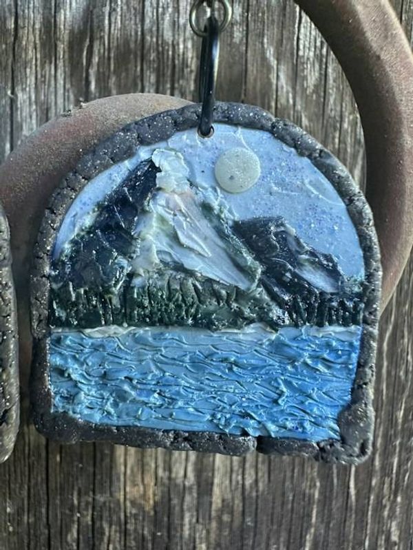 Alternate image for Polymer Clay Mountain Landscape Dangle Earrings with Snow-Capped Peaks