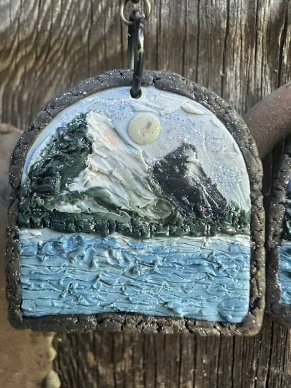 Alternate image for Polymer Clay Mountain Landscape Dangle Earrings with Snow-Capped Peaks