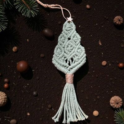 Alternate image for Christmas Ornament, Handmade Macrame Christmas Tree, Boho Holiday Decor