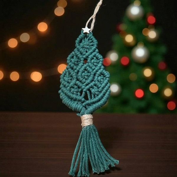 Alternate image for Christmas Ornament, Handmade Macrame Christmas Tree, Boho Holiday Decor