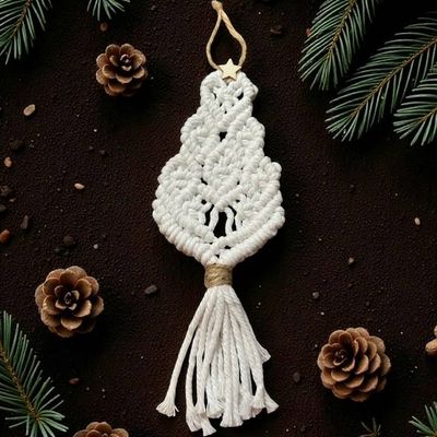 Alternate image for Christmas Ornament, Handmade Macrame Christmas Tree, Boho Holiday Decor