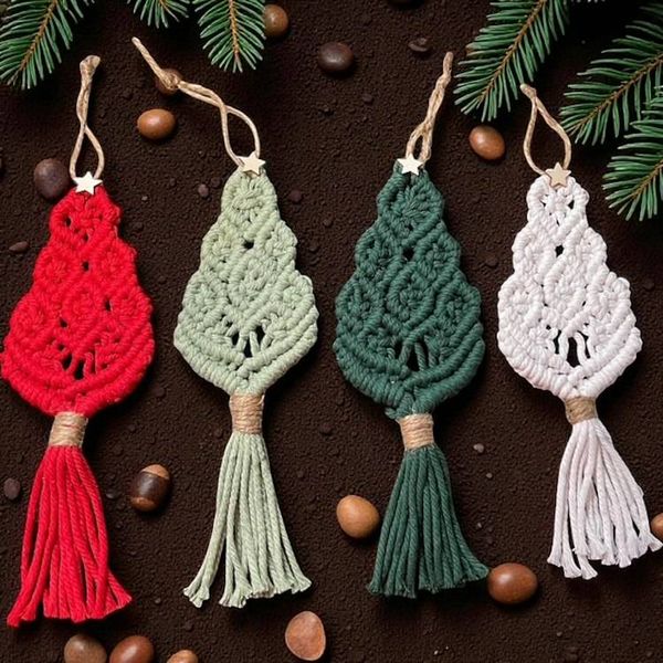 Alternate image for Christmas Ornament, Handmade Macrame Christmas Tree, Boho Holiday Decor