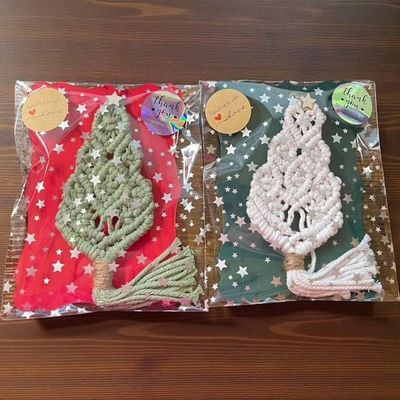 Alternate image for Christmas Ornament, Handmade Macrame Christmas Tree, Boho Holiday Decor