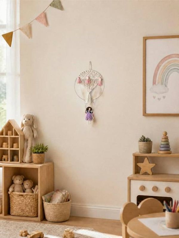 Alternate image for Kids Macrame Hot Air Balloon Wall Art with Hanging Basket, Decor for Nursery