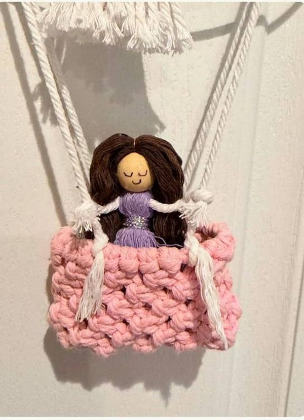 Alternate image for Kids Macrame Hot Air Balloon Wall Art with Hanging Basket, Decor for Nursery