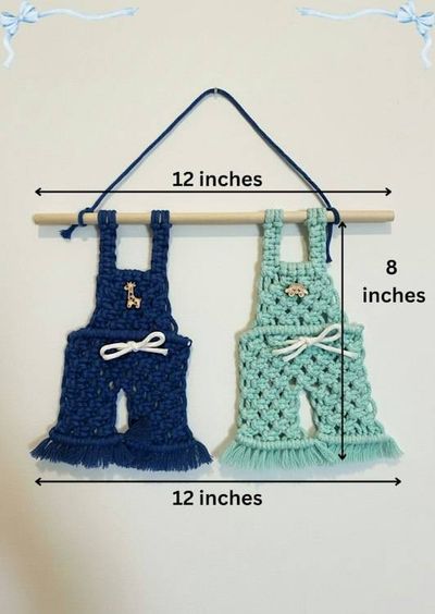 Alternate image for Twin Boys Nursery Macrame Wall Decor | Boho Baby Jumpers, Recycled Cotton Wall Hanging