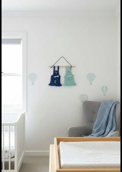 Alternate image for Twin Boys Nursery Macrame Wall Decor | Boho Baby Jumpers, Recycled Cotton Wall Hanging