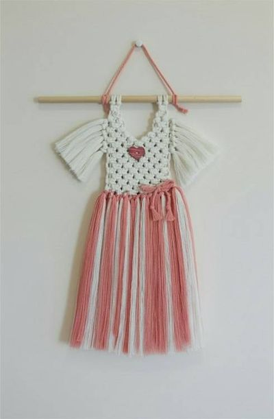 Alternate image for Baby Dress Wall Hanging, Whimsical Macrame Girls Room Nursery Decor, Ballet Tutu Decor