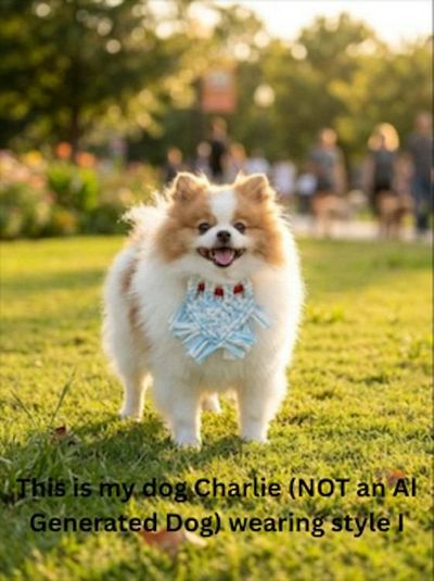 Alternate image for Colorful Washable Small Dog Bandana - Handmade Macrame Rainbow Design,  Soft Elastic T-Shirt Fabric.