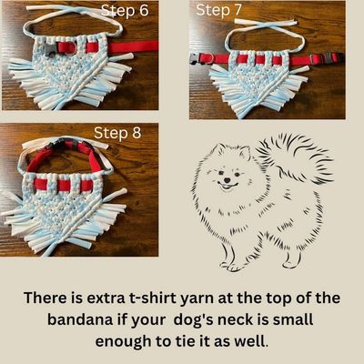 Alternate image for Colorful Washable Small Dog Bandana - Handmade Macrame Rainbow Design,  Soft Elastic T-Shirt Fabric.