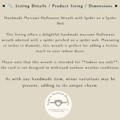 Alternate image for Handmade Macrame Halloween Indoor Wreath with Spider and Spider Web