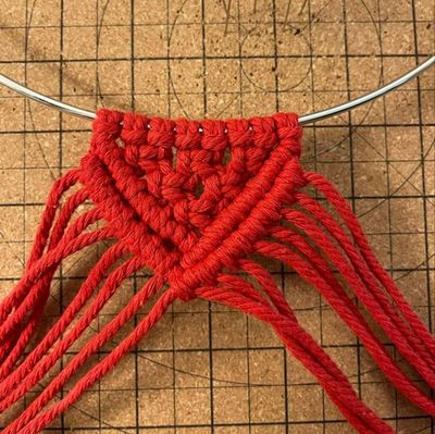 Alternate image for Handmade Patriotic Macrame Wreath, Red White Blue 4th of July, Recycled Cotton (17 Inch)
