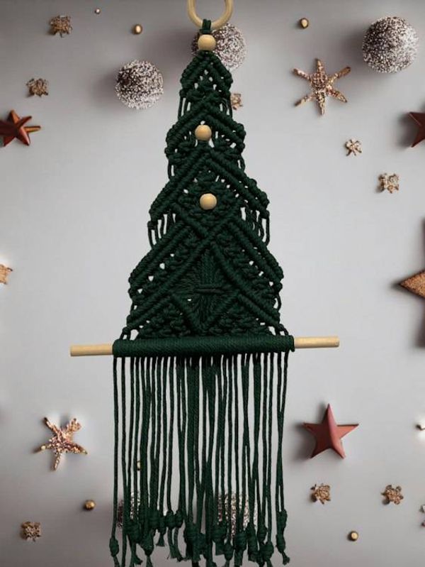 Alternate image for Macrame Christmas Tree Decor - Unique Boho Decor Handcrafted for Indoors