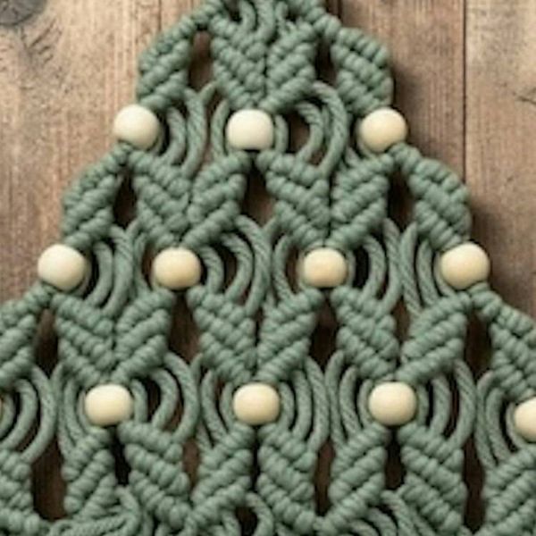 Alternate image for Handmade Macrame Christmas Tree indoor Wall Hanging, Boho Holiday Decor