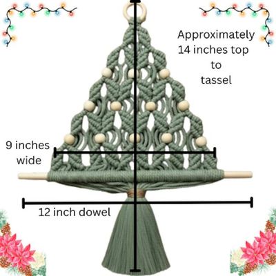Alternate image for Handmade Macrame Christmas Tree indoor Wall Hanging, Boho Holiday Decor