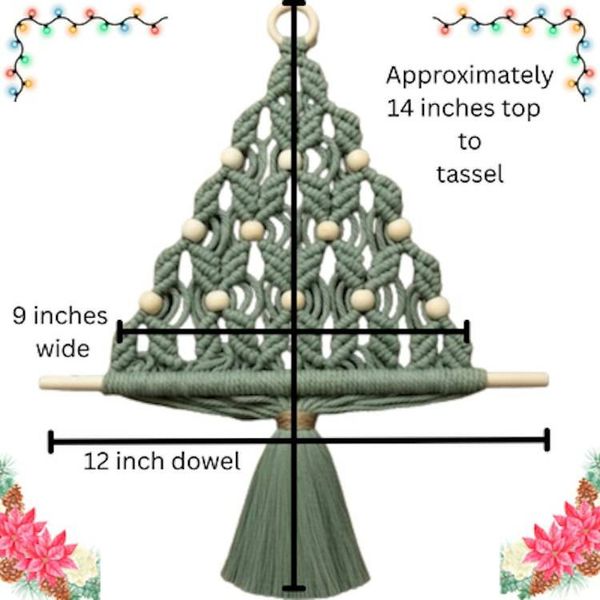 Alternate image for Handmade Macrame Christmas Tree indoor Wall Hanging, Boho Holiday Decor