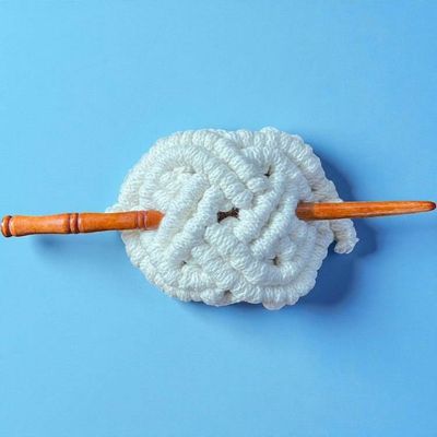 Alternate image for Macrame Hair Clip with Bamboo Chopstick, Boho Recycled Cotton Hair Accessory
