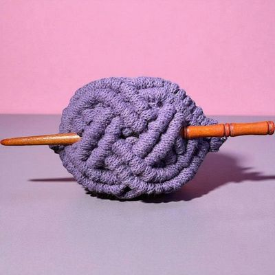 Alternate image for Macrame Hair Clip with Bamboo Chopstick, Boho Recycled Cotton Hair Accessory