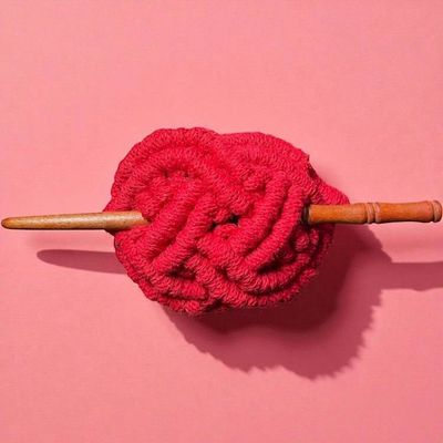 Alternate image for Macrame Hair Clip with Bamboo Chopstick, Boho Recycled Cotton Hair Accessory