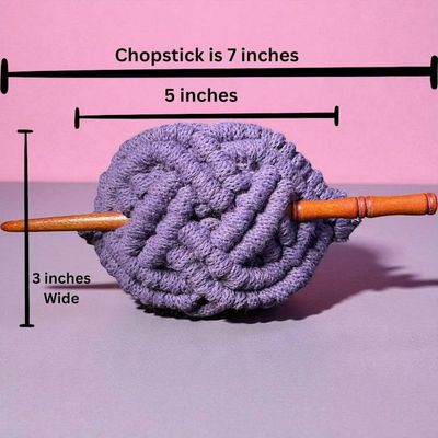 Alternate image for Macrame Hair Clip with Bamboo Chopstick, Boho Recycled Cotton Hair Accessory