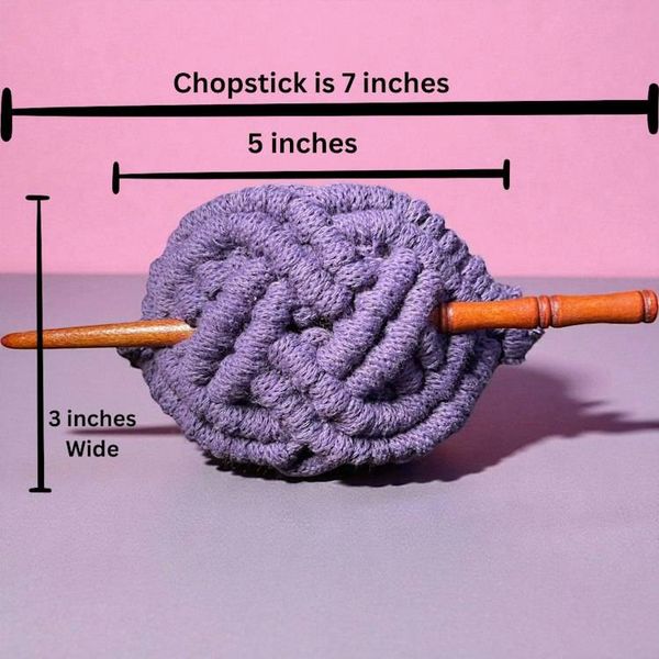 Alternate image for Macrame Hair Clip with Bamboo Chopstick, Boho Recycled Cotton Hair Accessory