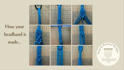 Alternate image for Headband Hair Accessories, Handmade Spa Macrame Boho Hair Accessory made with Recycled Cotton