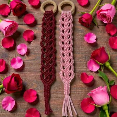 Alternate image for Valentines Day Decor, Handmade Macrame Hanging Heart, Boho Door Hanger, Bookmark