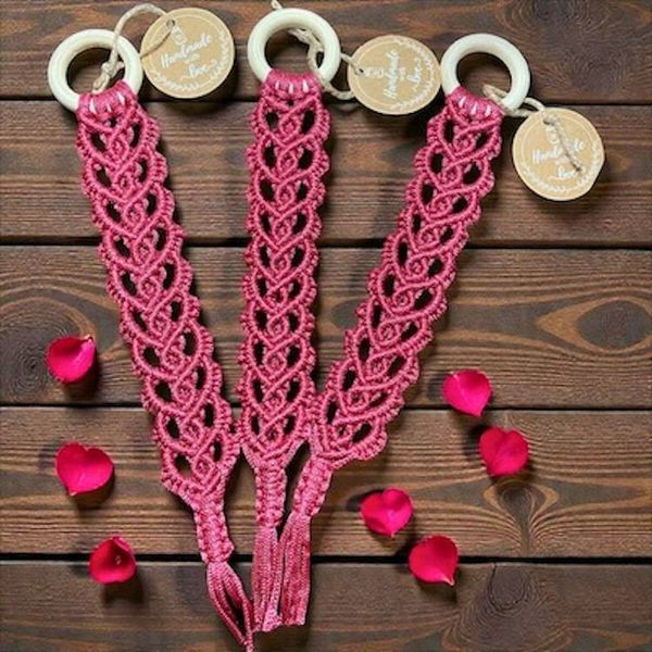 Alternate image for Valentines Day Decor, Handmade Macrame Hanging Heart, Boho Door Hanger, Bookmark