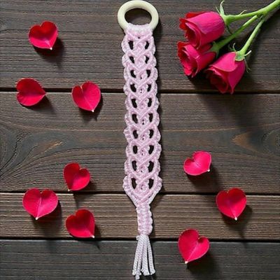 Alternate image for Valentines Day Decor, Handmade Macrame Hanging Heart, Boho Door Hanger, Bookmark