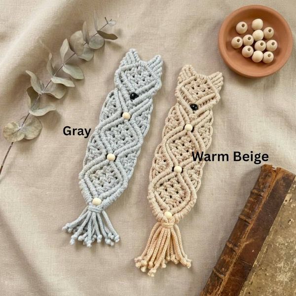 Alternate image for Handmade Macrame Fox Bookmark – Recycled Cord, Whimsical Book Lover Gift