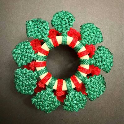 Alternate image for Handmade Macrame Poinsettia Tea Light Holder | Recycled Cotton Christmas Centerpiece