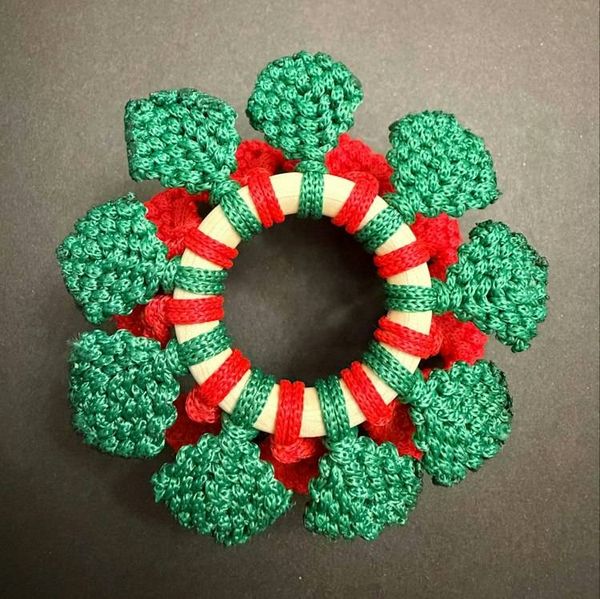 Alternate image for Handmade Macrame Poinsettia Tea Light Holder | Recycled Cotton Christmas Centerpiece