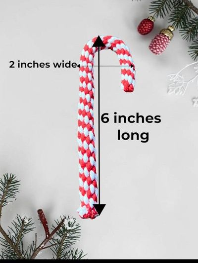 Alternate image for Macrame Handwoven Candy Cane Ornaments – Set of 2, Red and Green Christmas Boho Holiday Decor