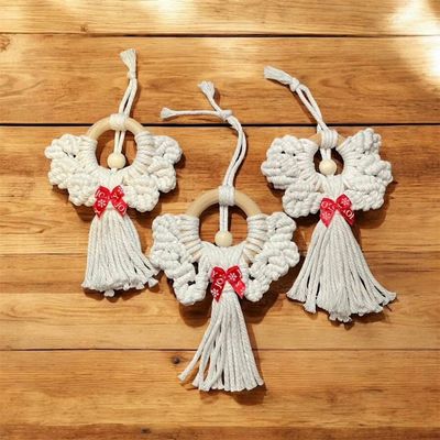 Alternate image for Macrame Christmas Angel Ornament, Handmade Christmas and Boho Holiday Decor