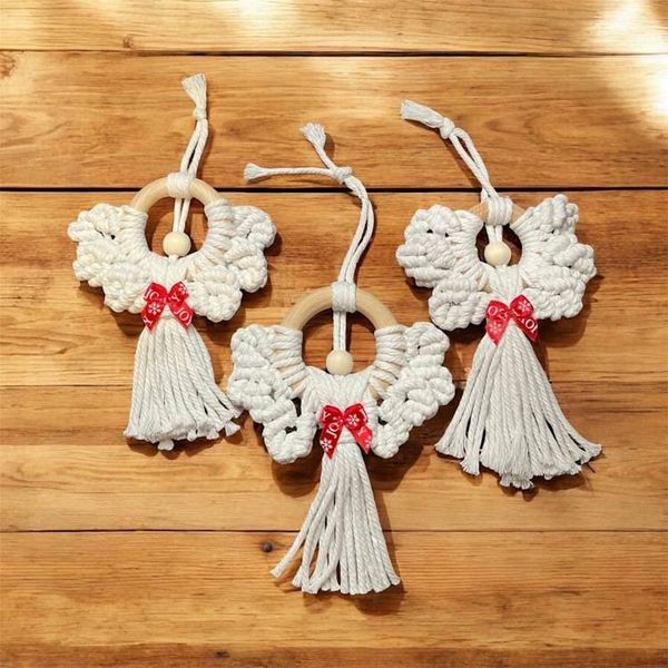 Alternate image for Macrame Christmas Angel Ornament, Handmade Christmas and Boho Holiday Decor